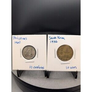 2‑Coin Bundle – Philippines 1960 10 Centavos & South Korea 1972 10 Won